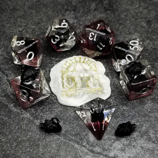 Sage's Portal Animal Familiars Resin DND Dice Set Polyhedral Dice Set for Dungeons and Dragons RPG Pathfinder Tabletop TTRPG (Black Swan) - color: Black Swan, style: Dice Set Only