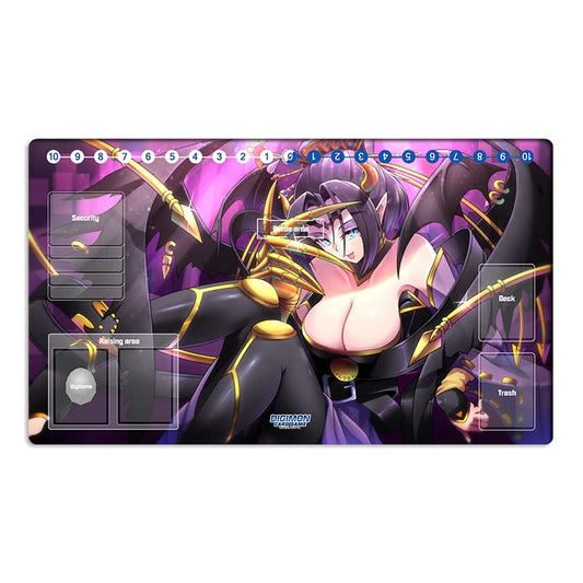 New Mlikemat DTCG Duel Playmat Digimon Lilithmon Anime Trading Card Game Mat with Card Zones + Free Mat Bag