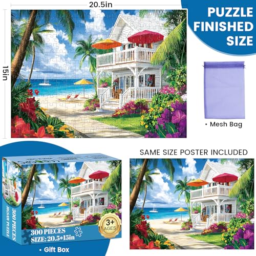 Puzzles for Adults 300 Pieces Sea View Room Puzzles 300 Pieces for Adults,Interlock Perfectly Letter on Back No Dust,Challenging Puzzle Home Decor Birthday Party Gift Toy for Men Women Olders Seniors - style: Sea View Room