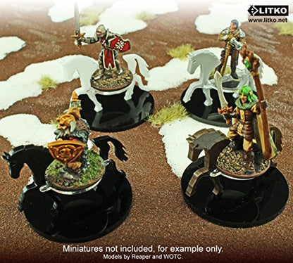 LITKO Horse Mount | Compatible with D&D & Pathfinder | 50mm Round | Grey | Turns a 30mm (1.25-inch) hero into a saddled rider | 2-inch base | Includes steed + clear acrylic base | Glue assembly - color: Grey, style: 50mm Circular Base