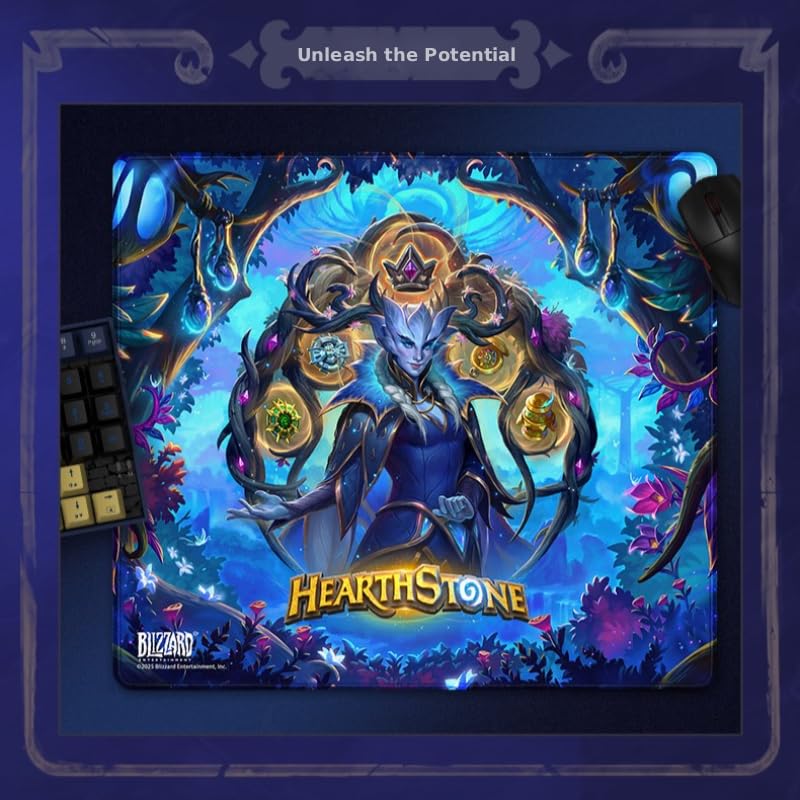 Blizzard Hearthstone Game Mouse Pad, XL Size Apply to Gamer Office & Home, Non-Slip Rubber Base, Extended Desk Mat with Stitched Edge, Smooth Stable & Durable, 17.7 * 15.7Inch (Unleash The Potential) | Gaming Mouse Pad w/ Non-Slip Rubber Base & Stitched E