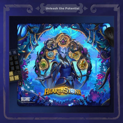 Blizzard Hearthstone Game Mouse Pad, XL Size Apply to Gamer Office & Home, Non-Slip Rubber Base, Extended Desk Mat with Stitched Edge, Smooth Stable & Durable, 17.7 * 15.7Inch (Unleash The Potential) | Gaming Mouse Pad w/ Non-Slip Rubber Base & Stitched E