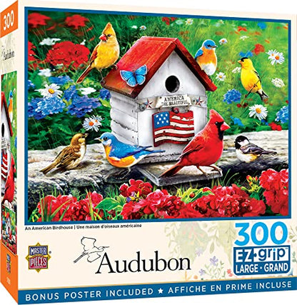 MasterPieces 300 Piece EZ Grip Jigsaw Puzzle - An American Birdhouse - 18"x24" - style: An American Birdhouse