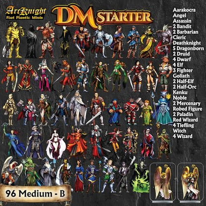 Arcknight DM Starter Set - 162 Flat DND Minatures for Dungeons and Dragons, Pathfinder & More - Double-Sided, Full-Color Artwork