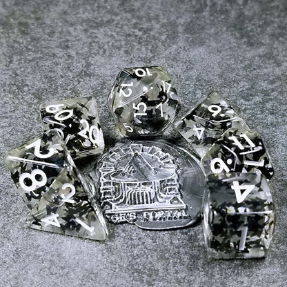 Sage's Portal Familiars and Reagents Resin DND Dice Set Polyhedral Dice Set for Dungeons and Dragons RPG Tabletop TTRPG (Night Moths) - color: Night Moths
