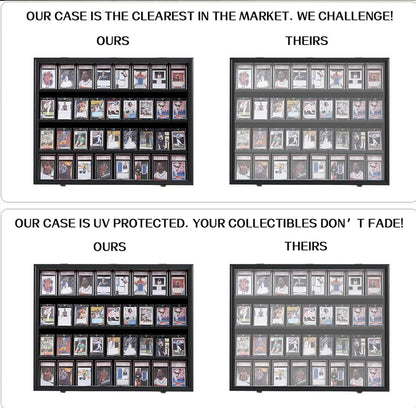 VERANI 36 Graded Sports Baseball Card Display Case Wall Mount Black | Lockable Trading Card Wall Cabinet,98% UV Block Acrylic Panel,Premium Wood Frame,Vertical Wall Mount Only - size: Large-Horizontal-Black-BlackLock