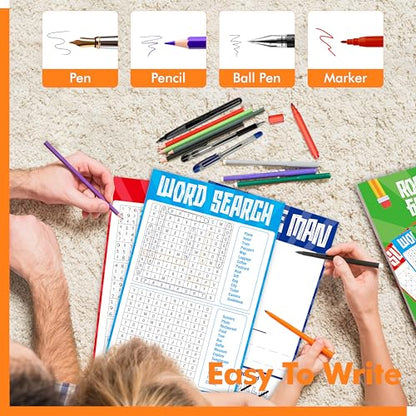 Road Trip Game Pad, 80 Perforated Sheets Travel Activity Pad, 5 Games in 1 Pad, Plane, Car Trip Activity, Pen Pencil & Paper Game for Kids, Adults (6” x 9”) - style: Trip Activity