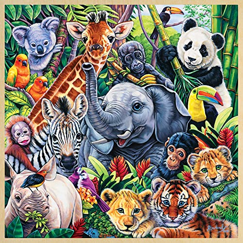 Masterpieces 48 Piece Fun Facts Jigsaw Puzzle for Kids - Safari Friends Wood Puzzle - 12"x12" - style: Safari Friends