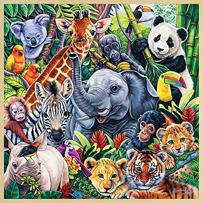 Masterpieces 48 Piece Fun Facts Jigsaw Puzzle for Kids - Safari Friends Wood Puzzle - 12"x12" - style: Safari Friends