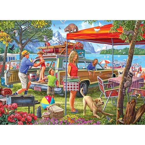 RoseArt Kodak Premium Family Beach Vacation 1000 Piece Jigsaw Puzzle | 20" x 27" Finished Size, Puzzle for Adults, Fully Interlocking Pieces, Bonus Poster Included, Made in USA - style: Family Beach Vacation