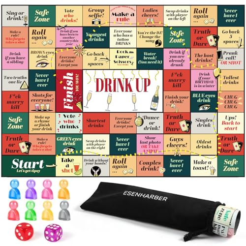 ESENHARBER Drinking Board Games, Drinking Games for Adults, Party Adult Game for Game Night, Age 21+, 2-8 Players - color: Green