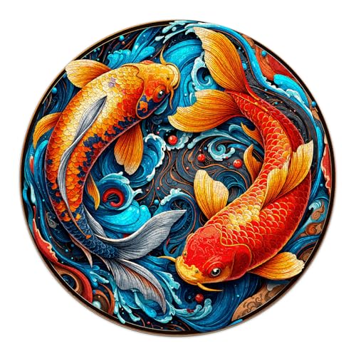 Koi Fish Puzzles for Adults 1000 Pieces, 26.5in | Yin Yang Jigsaw, Fun Puzzles with Letters On Back, Challenging Game Toys, Family Decoration Puzzle - color: Koi Fish Yin Yang