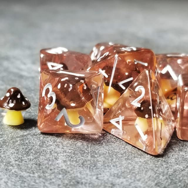 Sage's Portal Familiars and Reagents Resin DND Dice Set Polyhedral Dice Set for Dungeons and Dragons RPG Tabletop TTRPG (Black Magic Shrooms) - color: Black Magic Shrooms