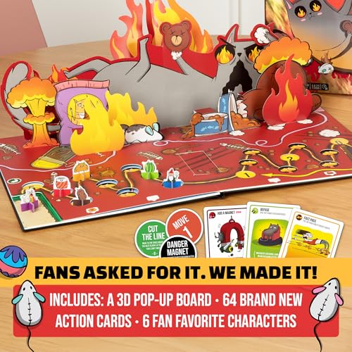 Exploding Kittens The Board Game 2-6, Age 7+ Flippable Game Board | One of the bestselling card games of all time is now a board game! Flip the pop-up board, strategize, sabotage, and surprise.