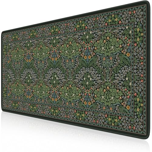 iCasso Big Mouse Pad, Desk Pad Mat, Full Desk Large Mousepad, Anti-Slip Smooth Surface XXL Computer Pad with Stitched Edges for Home Office Organizer (Green) - color: Retro Green, size: 35.4L x 15.7W inches