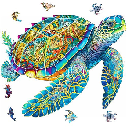 Delobil Wooden Puzzles, Sea Turtle Jigsaw Puzzles 200 Pieces, Unique Shaped Wooden Puzzle for Adults and Kids, Ghristmas Gift Family Game 9.2 x 11.2 Inch - color: Sea Turtle, size: 200Pcs