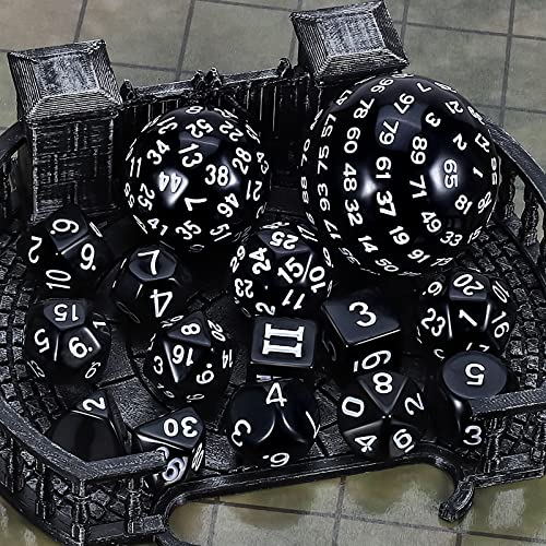 CiaraQ DND Polyhedral Dice Set (15pcs) D4-D100 Game Dice with Dice Bag | Acrylic Role Playing Dice for Dungeons and Dragons MTG Table Games (Black & White) - color: Black & White