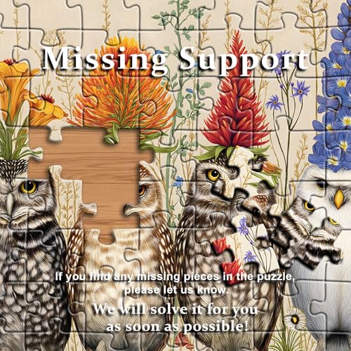 Owls Puzzles for Adults 1000 Piece, Flower Puzzle Vintage Animal Bird | Whimsical Bird Puzzle Plant Floral, Nature Wildflowers Animals Jigsaw Puzzle Challenge