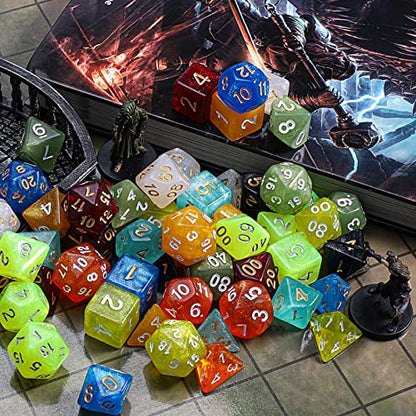 CiaraQ Polyhedral Dice Set - DND Role Playing Dice | Acrylic RPG Dice for Dungeons and Dragons MTG Table Games, Monochrome, 70pcs - color: Monochrome