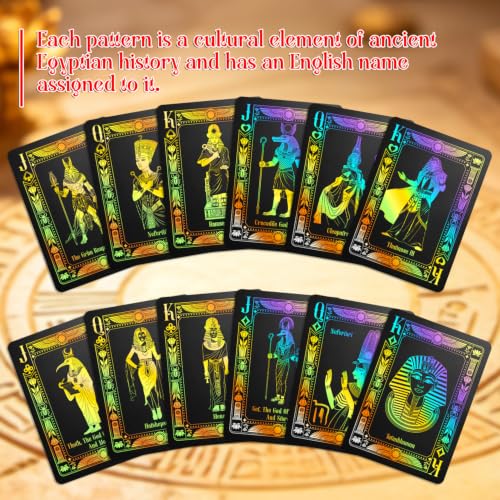 WJPC Black Gold Foil Edge Ancient Egyptian Elements Playing Cards, Poker Cards,Deck of Cards for Game Party Gift (Black Gold) - color: Black Gold