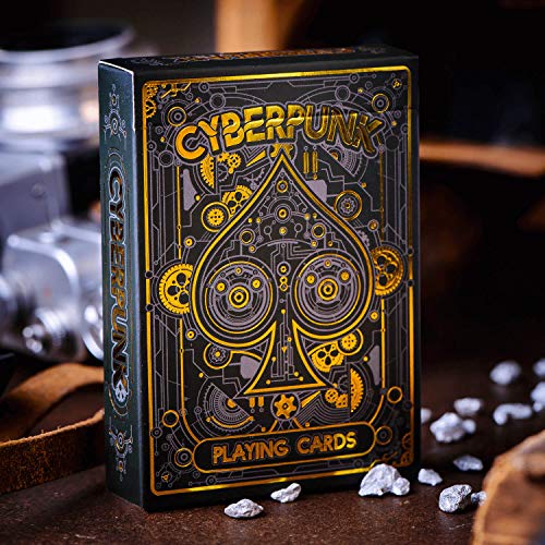 Cyberpunk Gold Playing Cards, Cardistry Decks, White Deck of Playing Cards for Kids & Adults, Cool Playing Cards with Card Game e-Book, Unique Playing Cards for Poker, Cyberpunk Cards - color: Gold