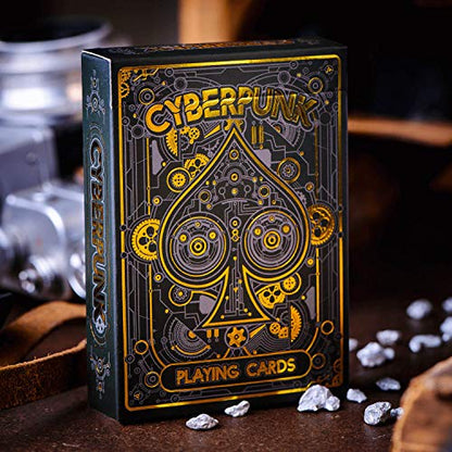 Cyberpunk Gold Playing Cards, Cardistry Decks, White Deck of Playing Cards for Kids & Adults, Cool Playing Cards with Card Game e-Book, Unique Playing Cards for Poker, Cyberpunk Cards - color: Gold