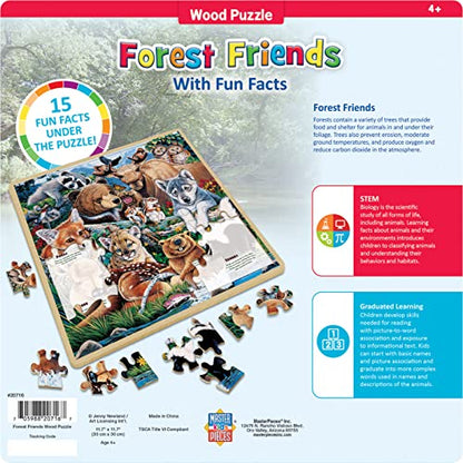 Masterpieces 48 Piece Fun Facts Jigsaw Puzzle for Kids - Forest Friends Wood Puzzle - 12"x12" - style: Forest Friends