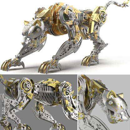 3-D Metal Cheetah Model Building Kit for Adults: Steampunk Leopard Challenge - 3-D Puzzle Jigsaw, DIY Mechanical Engineering Toy, Unique Gifts for Men & Women (Golden) - color: Golden