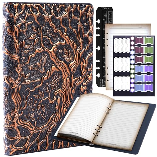 Notebook Journal, Refillable Binder for DND - 3D Tree of Life Design (A5) | A5 400 Pages (200 Sheets), Perfect for Dungeons and Dragons (D&D), Bonus Tabs and Ruler, for Players and DM's - color: Copper