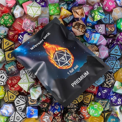 Mystery Dice Set – 7 Pcs Acrylic Polyhedral Dice + 1 Pcs Velvet Bag | Random Patterns & Various Styles DND Dice Gifts for D&D, Pathfinder, MTG, Table Game Night, Dice Goblins, RPG Players & DMs - style: 1 bag Mystery Dice