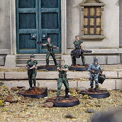 Modiphius Fallout Wasteland Warfare: Survivors: Reilly's Rangers - 5 Miniatures, 32mm Unpainted Resin Figures, Capital Wave RPG - style: Reilly's Rangers