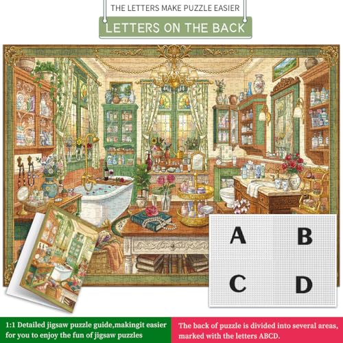 HUADADA-*Cozy Bathroom*-Jigsaw Puzzles for Adults 1000 Pieces, Interlock Perfectly No Dust, Impossible Difficult Hard Fun 1000 Piece Jigsaw Puzzles for Adults-1:1 Poster - color: Cozy Bathroom