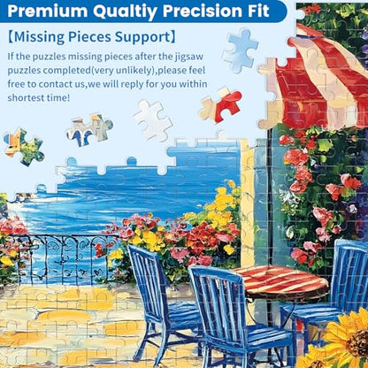 300 Pieces Jigsaw Puzzles for Adults, Seaside Flowers Puzzle for Adults Children Seniors, Oil Painting Style Puzzle 300 Pieces, Gift for Birthday, Home Decor, Fun for Family Entertainment(20.5*15 In) - style: Seaside Flowers