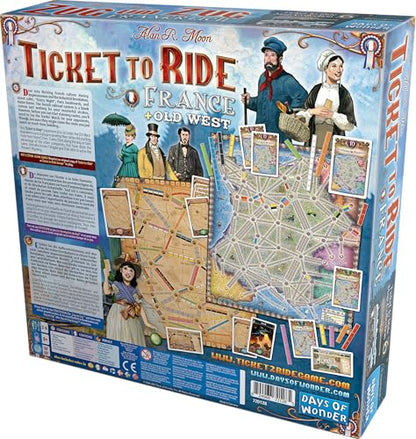 Asmodee Ticket to Ride France + Old West Board Game Expansion - Train Route Strategy Game, Fun Family Game for Kids & Adults, Ages 8+, 2-6 Players, 30-60 Minute Playtime | Train Route Strategy Game, Fun Family Game for Kids & Adults, Ages 8+, 2-6 Players,