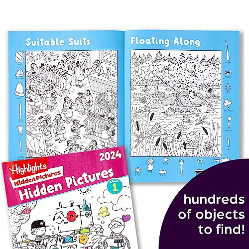 Highlights for Children Hidden Pictures 2024 Activity Books for Kids Ages 6 and Up, 4-Book Set of Travel-Friendly Screen Free Seek and Find Fun, Books Double as Coloring Books