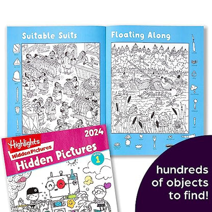 Highlights for Children Hidden Pictures 2024 Activity Books for Kids Ages 6 and Up, 4-Book Set of Travel-Friendly Screen Free Seek and Find Fun, Books Double as Coloring Books