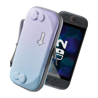 UYIYE Carrying Case for Nintendo Switch 2 2025, 7.9 Inch Hard Shell Protective Travel Case, Shockproof Portable Storage Bag with 9 Game Card Slots, Soft Plush Lining & Console Lift Strap,Blue&Purple - color: NS2-Blue Purple