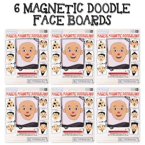 ArtCreativity Magnetic Face Doodle Board - 6 Pack - Magnetic Drawing Board for Kids - Create Different Hair and Beard Styles - Magnetic Travel Games - Retro Toys from The 90s - Easter Basket Stuffers - style: 6 Pack