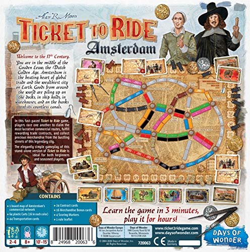 Asmodee Ticket to Ride Amsterdam Board Game - Train Route-Building Strategy Game, Fun Family Game for Kids & Adults, Ages 8+, 2-4 Players, 10-15 Minute Playtime - style: Amsterdam