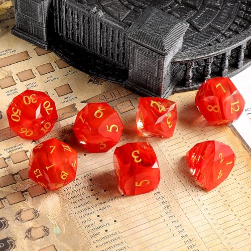7-Piece Diamond Cut Dice Set D&D Set for Dungeons and Dragons, RPG, Tabletop Games, remium Gift Box & Durable Design - color: Ls-7
