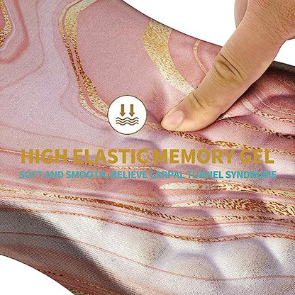 Hokafenle Ergonomic Mouse Pad Wrist Support with Massage Design, Wrist Rest Pain Relief Mousepad with Memory Foam&Non-Slip PU Base, Mouse Pads for Wireless Mouse & Desk (12x8 inch,Pink Gold Marble) - color: HK009-Pink Gold Marble