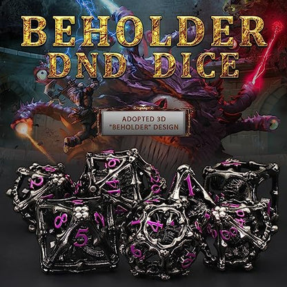 Beholder Dice Set DND, Dragon Eye Dice, ZHOORQI 7PC/Set Polyhedral Dices for Dungeons and Dragons, RPG, Eye Monster DND Gifts (Eye-Purple) - color: Eye- Purple