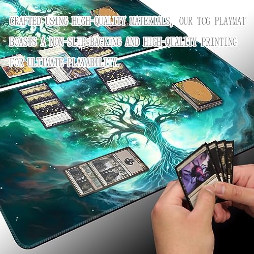 Premium Board Game 24x14in MTG Playmat Compatible for OCG CCG RPG TCG Playmat (Green Vitality) - color: Green Vitality