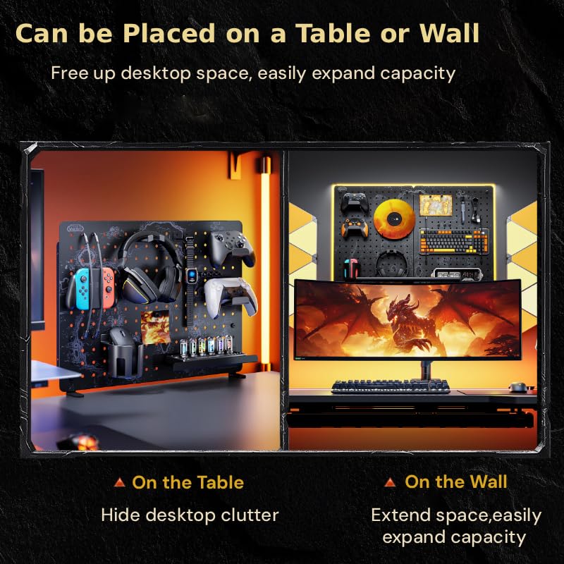 Blizzard Wow Official Licensed Heavy Duty Metal Pegboard 2 Pack Peg Board | Black Pegboards Wall & Desktop Organizer, Pegboard Panels with 7 Kinds of Accessories, Map of Azeroth, 22.8 * 16.6in - size: 22.8" * 16.6"-2 Pack