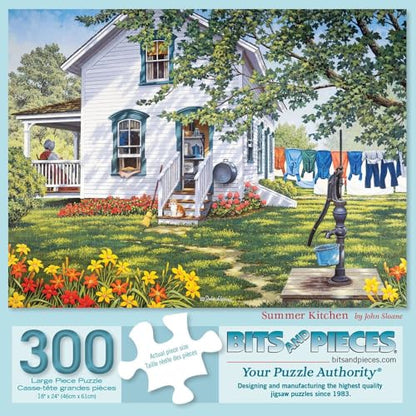 Bits and Pieces 300 Piece Puzzles for Adults - Summer Kitchen - 300 Large Pieces 18" x 24" Jigsaw Puzzles, Americana Country Farmhouse, No 2 Pieces Alike - size: 300 Piece Puzzle