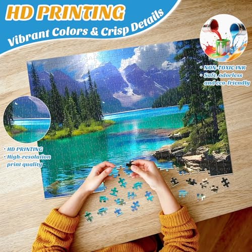 500 Pieces Puzzles for Adult Jigsaw Puzzle 500 Piece Puzzle Elderly Puzzle | Mountain Forest Lake Puzzles Gift for Mom Dad Family Friend Family Activity Games Home Decor Wall Art 20.5x15IN - style: Lake