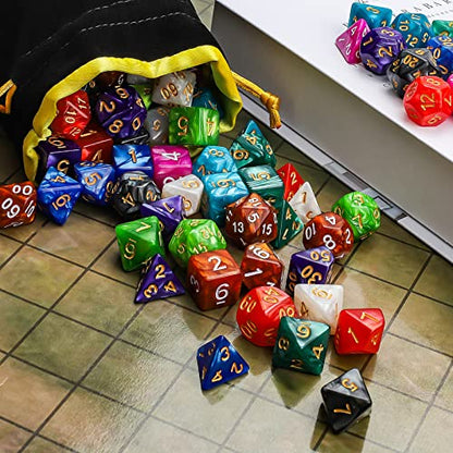 CiaraQ Polyhedral Dice Set - DND Role Playing Dice | Acrylic RPG Dice for Dungeons and Dragons MTG Table Games, Multi-color, 70pcs - color: Multicolor3