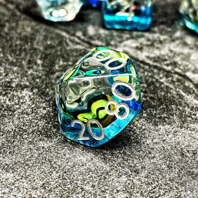Sage's Portal Animal Familiars Resin DND Dice Set Polyhedral Dice Set for Dungeons and Dragons RPG Pathfinder Tabletop TTRPG (Bottled Green Dragon Eyes) - color: Bottled Green Dragon Eyes