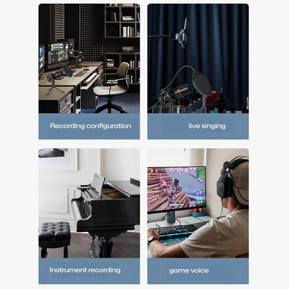 USB Microphone with RGB Light and Adjustable Tripod Stand, Plug and Play Mic for Desktop Laptop Streaming Recording
