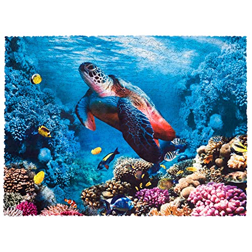 Original Wooden Jigsaw Puzzles for Adults - Shimmering Turtle, 1000 pieces, 23.6"x17.3", Beautiful Gift Package, Unique Shape Best Gift for Adults and Kids